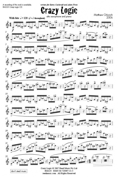 Crazy Logic (for alto saxophone and piano) – By Matthew Orlovich