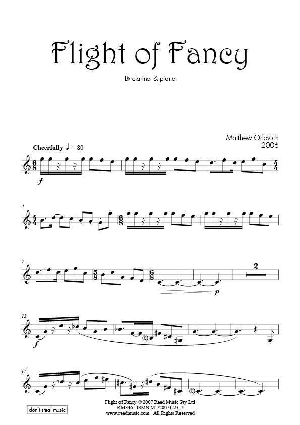 Flight of Fancy (for B-flat clarinet and piano) – By Matthew Orlovich