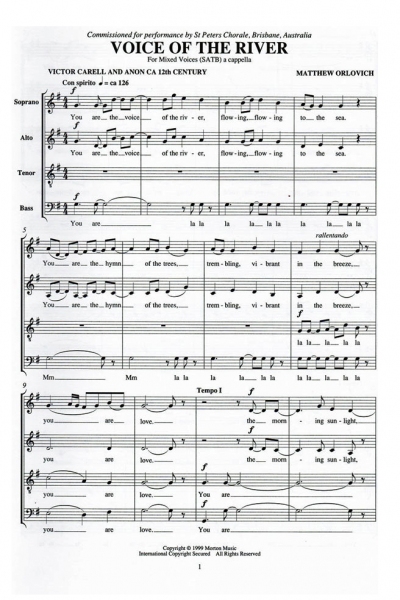 Voice of the River for mixed voices (SATB), a cappella – By Matthew Orlovich.